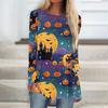 Women's Long Sleeve Halloween Print Tunic T-Shirt Round Neck Casual Top