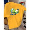 European sizes Cute Green Dinosaur Pattern Casual T-Shirt | Summer New Fashion, Unisex, Short Sleeve, Medium Stretch Fabric, Crew Neck