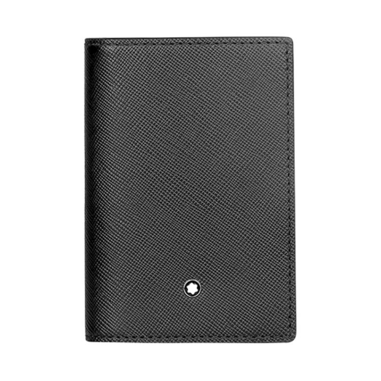 Montblanc Meisterstück Simple Fashion Double Fold Leather Business Card Holder Wallet Men Wallet Black 113223