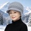 Middle-aged and elderly hats, women's autumn and winter fashion mother hats, fleece thickened ear protectors, cold-proof and warm knitted wool hats