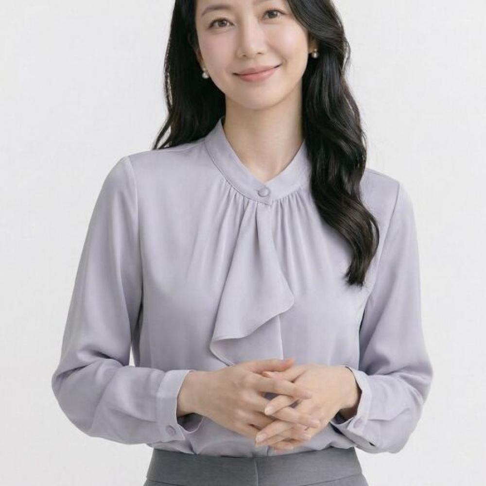 Navava Women High Neck Tie Chiffon Long Sleeve Blouse Nb3122