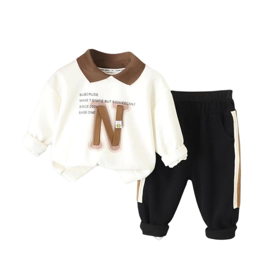 Kids Casual Long-Sleeve Set, Comfortable Daily Wear Outfits