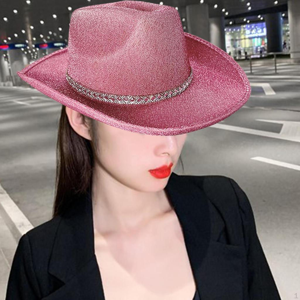 Glitter Cowboy Hat Cowgirl Sun for Nightclub Party Accessory Fancy Dress