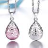 Weihua Silver-Plated Moonlight Cat's Eye Stone Love Pendant Necklace for Women