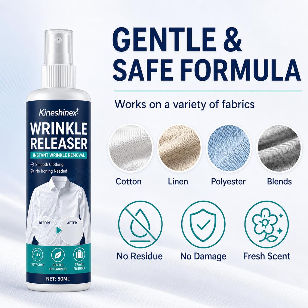 Wrinkle Releaser Spray, 50ml Portable Clothing Spray, No Iron Fabric Spray for Travel & Daily Use