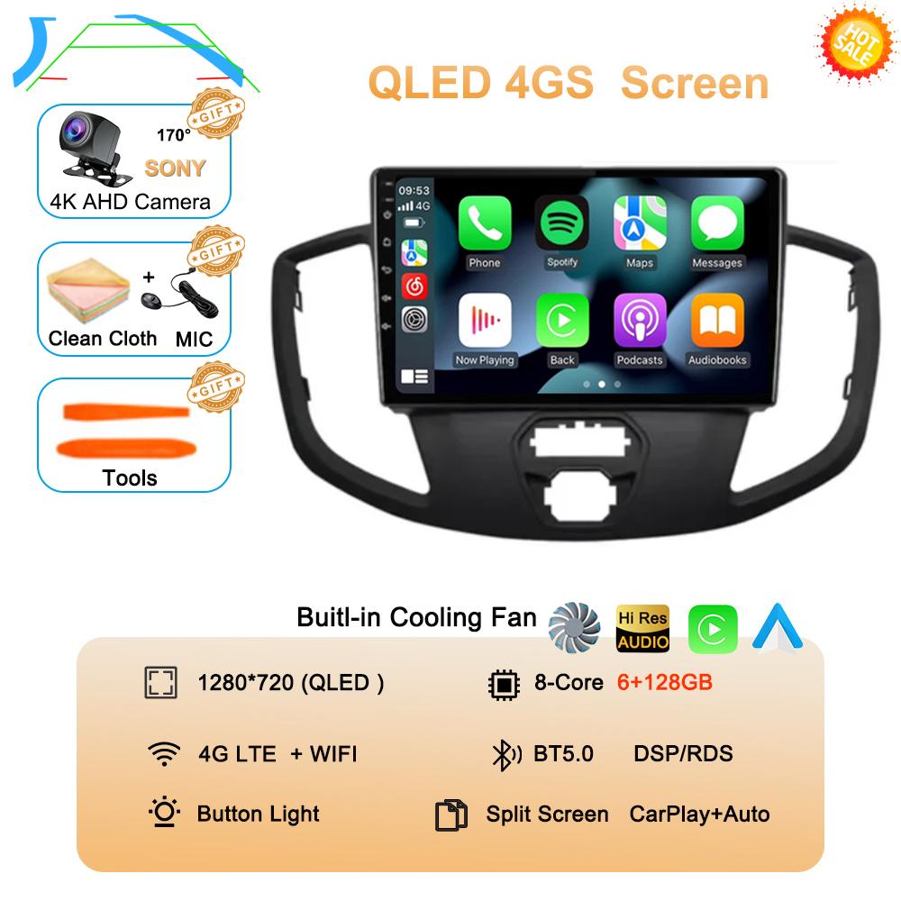 Android 14 Auto Carplay For Ford Transit 2015 - 2018 Car Radio Multimedia Video Player Navigation GPS Stereo 360 Camera WIFI+4G