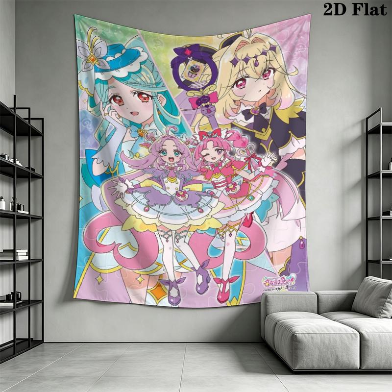 Pretty Cure Wall Tapestry Aesthetic Wall Hanging Printed Fabric Blanket Decorative Tapestries for Bedroom Living Room Home Decor