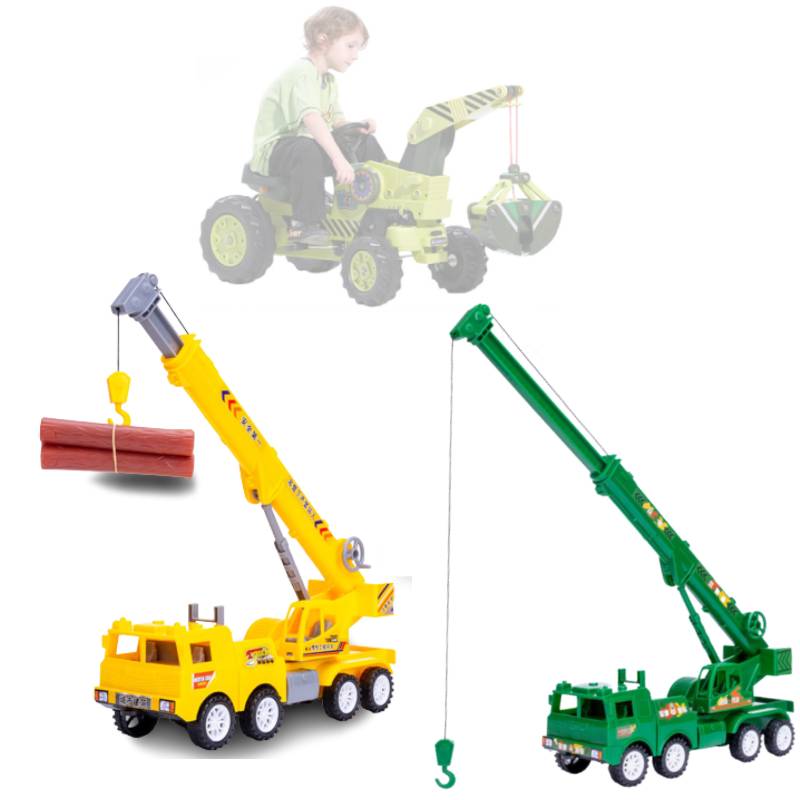 Toy Construction Crane Large Size Inertia Driven Plastic Vehicle Model Kids Gift
