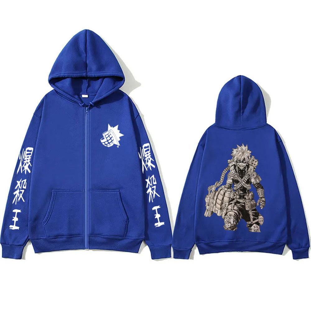 Anime My Hero Academia Bakugou Katsuki Merch Bluza Rozpinana na Zamek Męska Damska Bawełna Polarowa Kurtka Zapinana na Zamek Męski Manga Cosplay