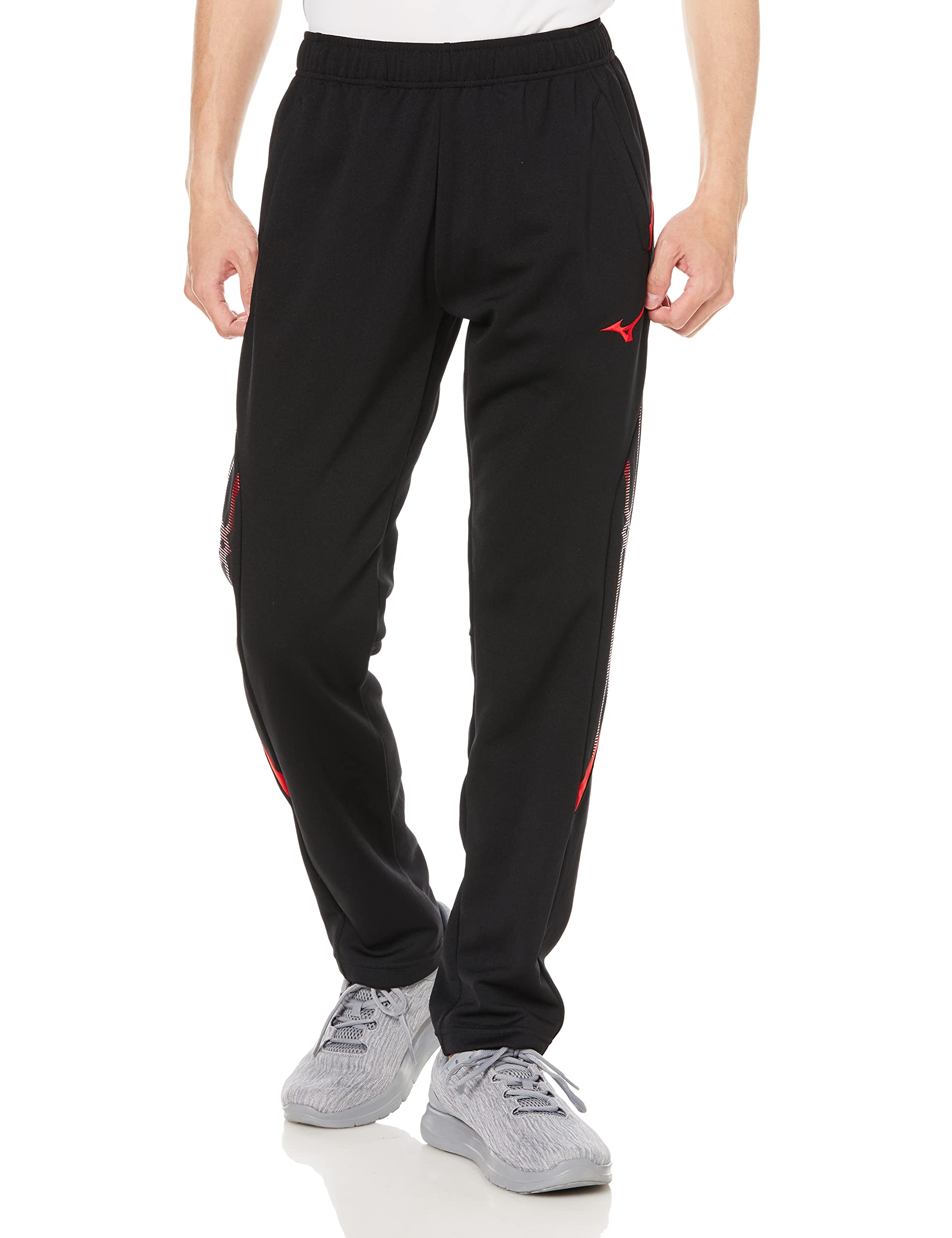 

Mizuno MC Line Standard Size M Warm-Up Pants, Sweat-Wicking, Quick-Drying, Fit, 32MD2110, Black/Chinese Red,