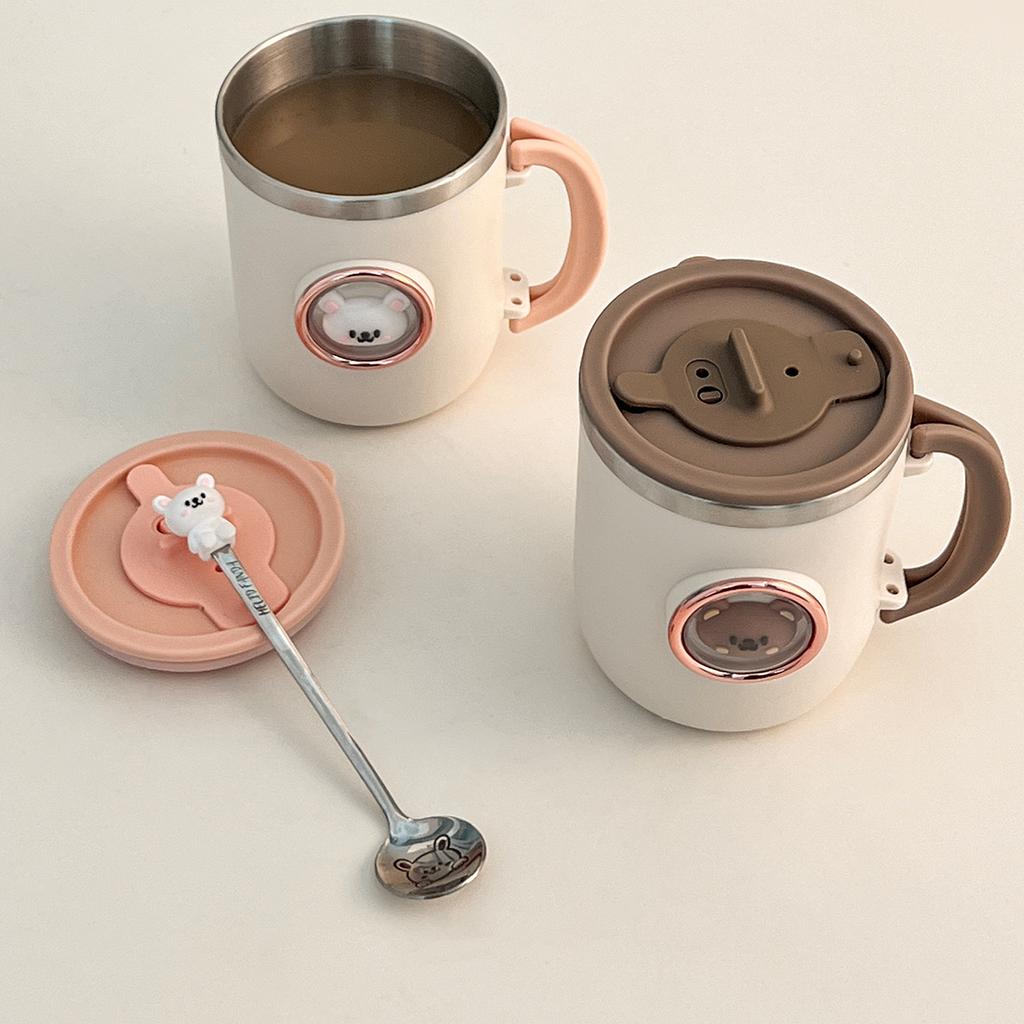 WORTHBUY Cartoon 316 Stainless Steel Mug 450ML Anti-scalding Water Cup With Lid For Kid Cute Drinking Cup Reusable Drinkware