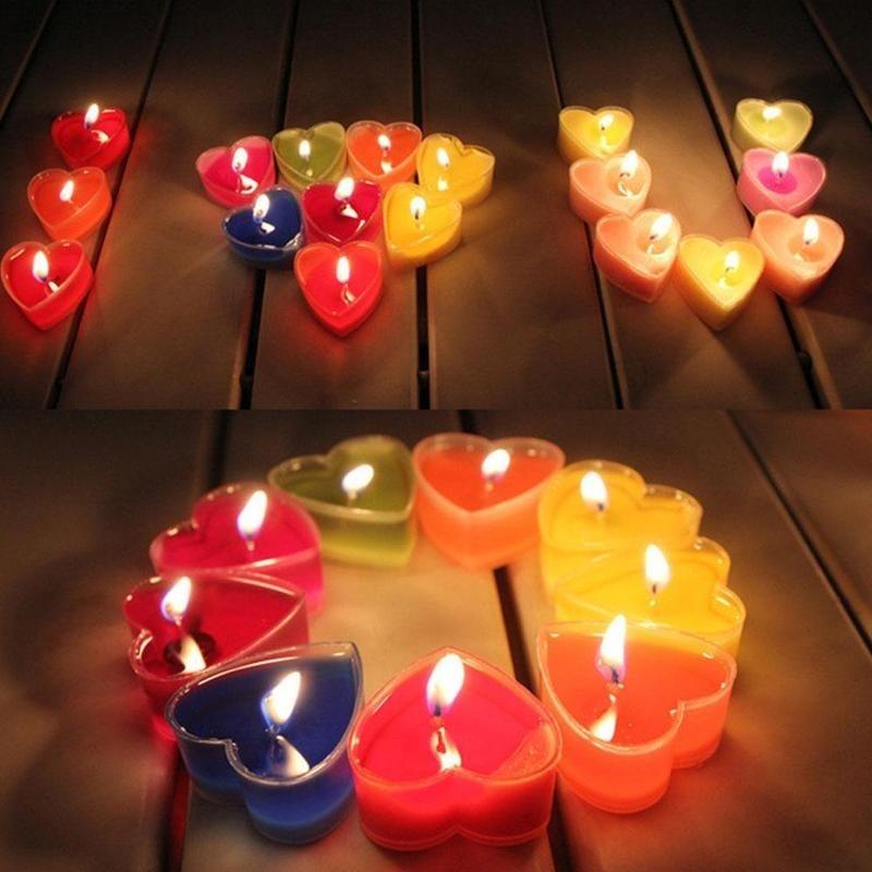 9pcs/set Heart Shaped Candles Scented Candles Wedding Decoration Valentine's Day Gift Romantic Marriage Paraffin Wax Candles