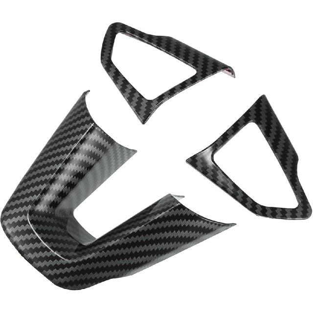 

Motoforti 3pcs ABS Plastic Carbon Fiber Pattern Black Interior Steering Wheel Cover Trim Set for Ford Focus 2015-2018 for Ford Escape Kuga Inner