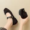 Sheepskin Flat-soled Single Shoes New One-word Belt Super Soft Mary Jane Women's Shoes Bow Soft-soled Grandma Shoes
