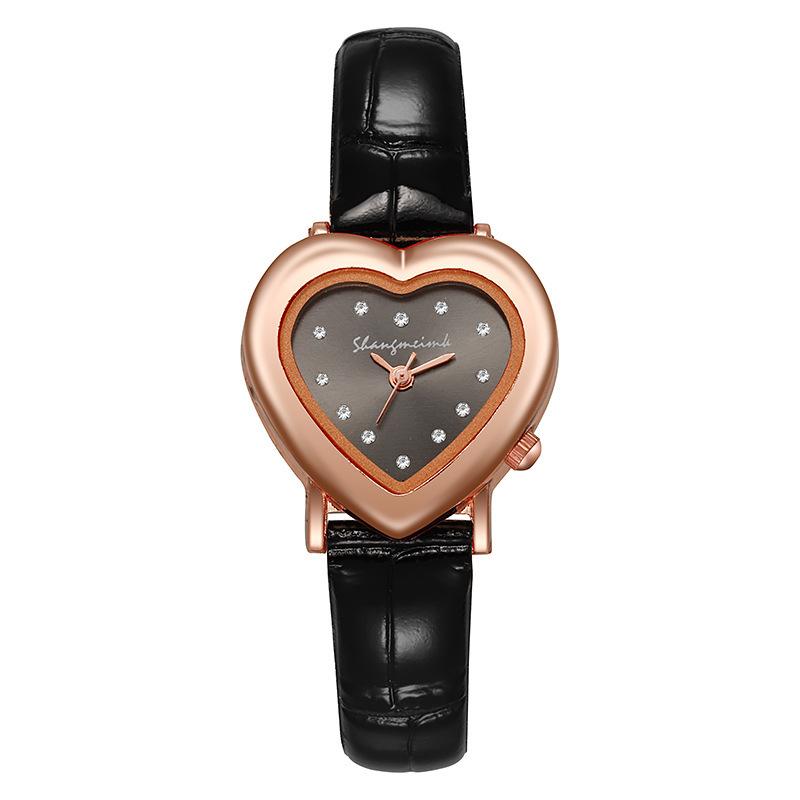 1PC Watch Women's Fashion Simple Temperament Retro Love, Heart-shaped Quartz Watch Small Student Women's Watch Fashion Watch