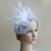 Feather Mesh Decorative Top Hat Headband Party Hair Accessories Women Flower Decor Dot Print Headpiece