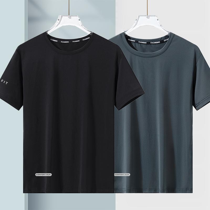 Men's Quick-Dry Ice Silk T-shirt: Breathable, Lightweight, Round Neck, Short Sleeve, Plus Size, Sporty Summer Wear