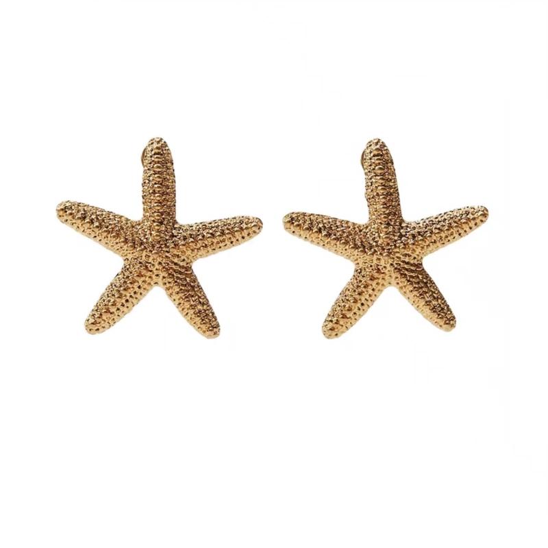Beach Earrings Necklace for Women Elegant Vintage Starfish Pendant Choker Danger Earring for Party Holiday Boho-Jewelry