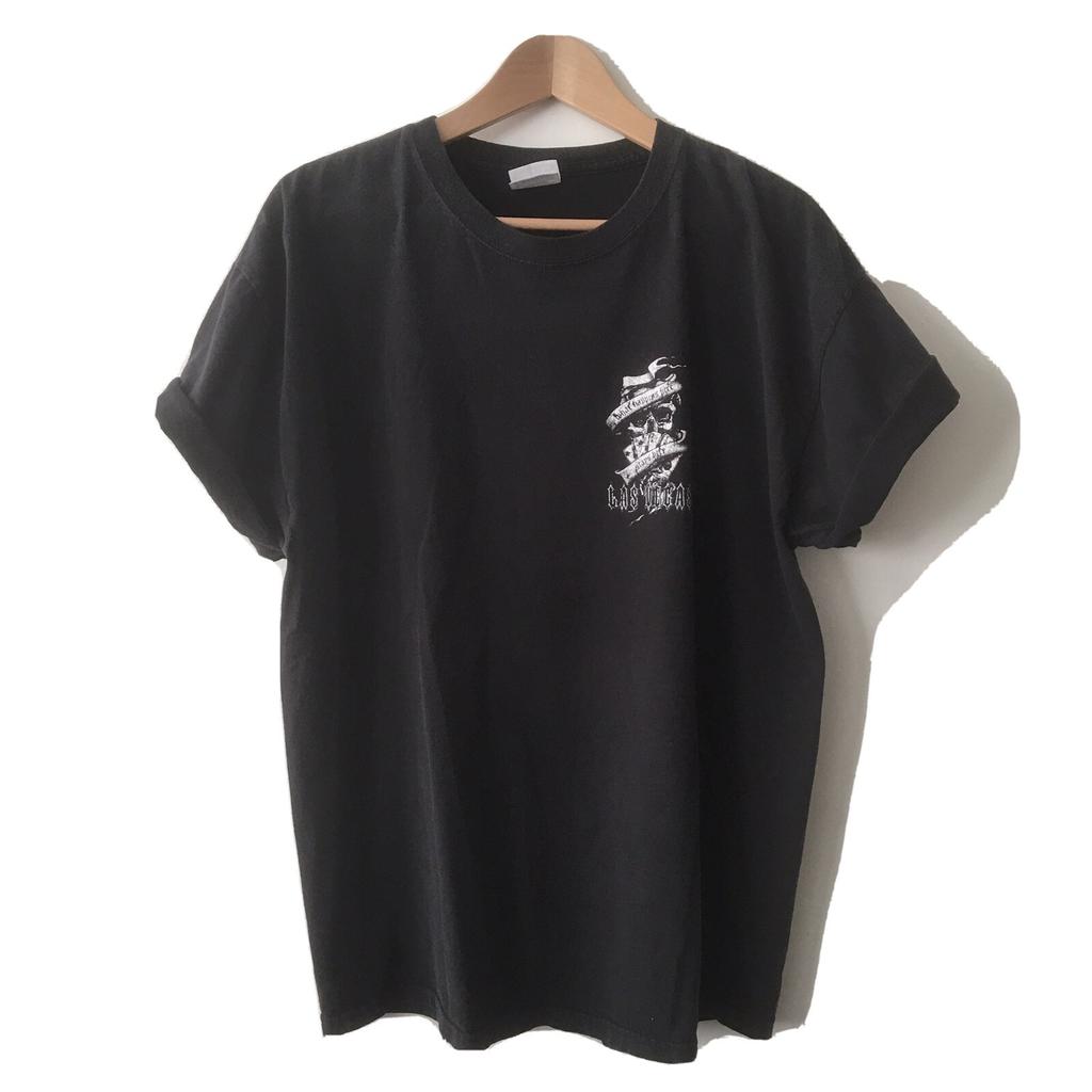 Vintage Hanes Las Vegas Skull T-shirt 100% Cotton Black Mens Unisex Size XL