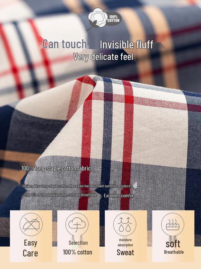 Men's Carbon Brushed Long-Sleeve Plaid Cotton Shirt