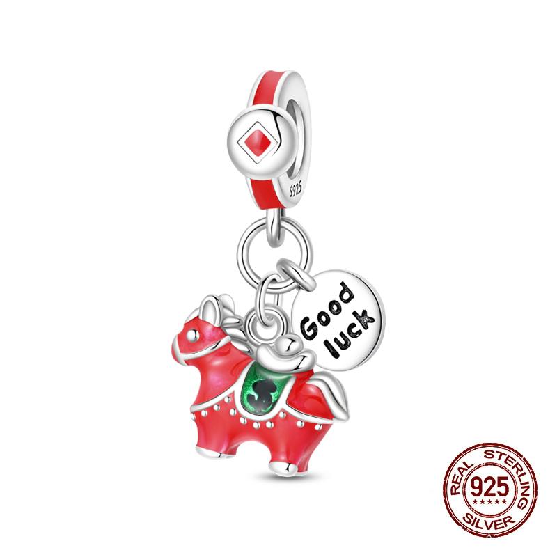 925 Silver Lantern Chinese Knot Charms New Year's Traditional Beads Fit 3mm 925 Exquisite Bracelets Fashion DIY Jewelry Gifts