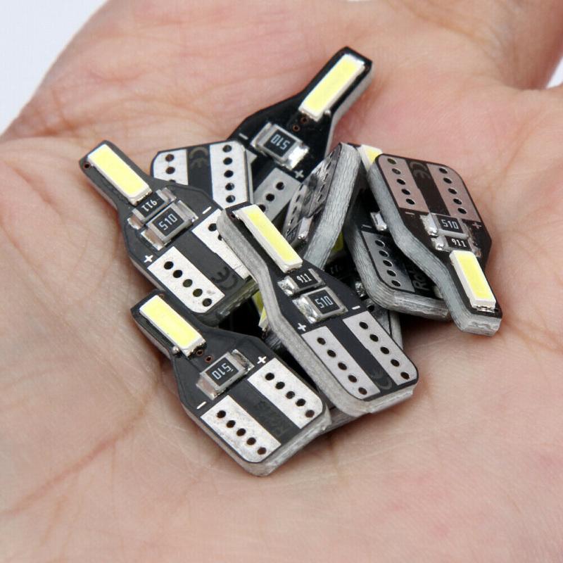 10 Pcs Super Bright T10 194 168 Canbus Led License Plate Light Interior Wedge Lamp Bulb 6000k Dc 12v