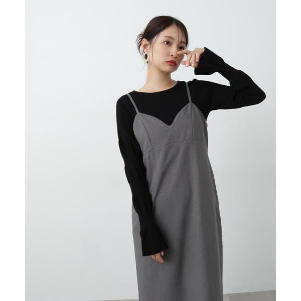 N Natural Beauty Wave Sleeve Knit Black Basic Women's Sweater,