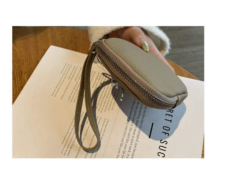 2025 Women's Genuine Leather Compact Wallet and Keychain - Lipstick, Earphone, and Coin Storage