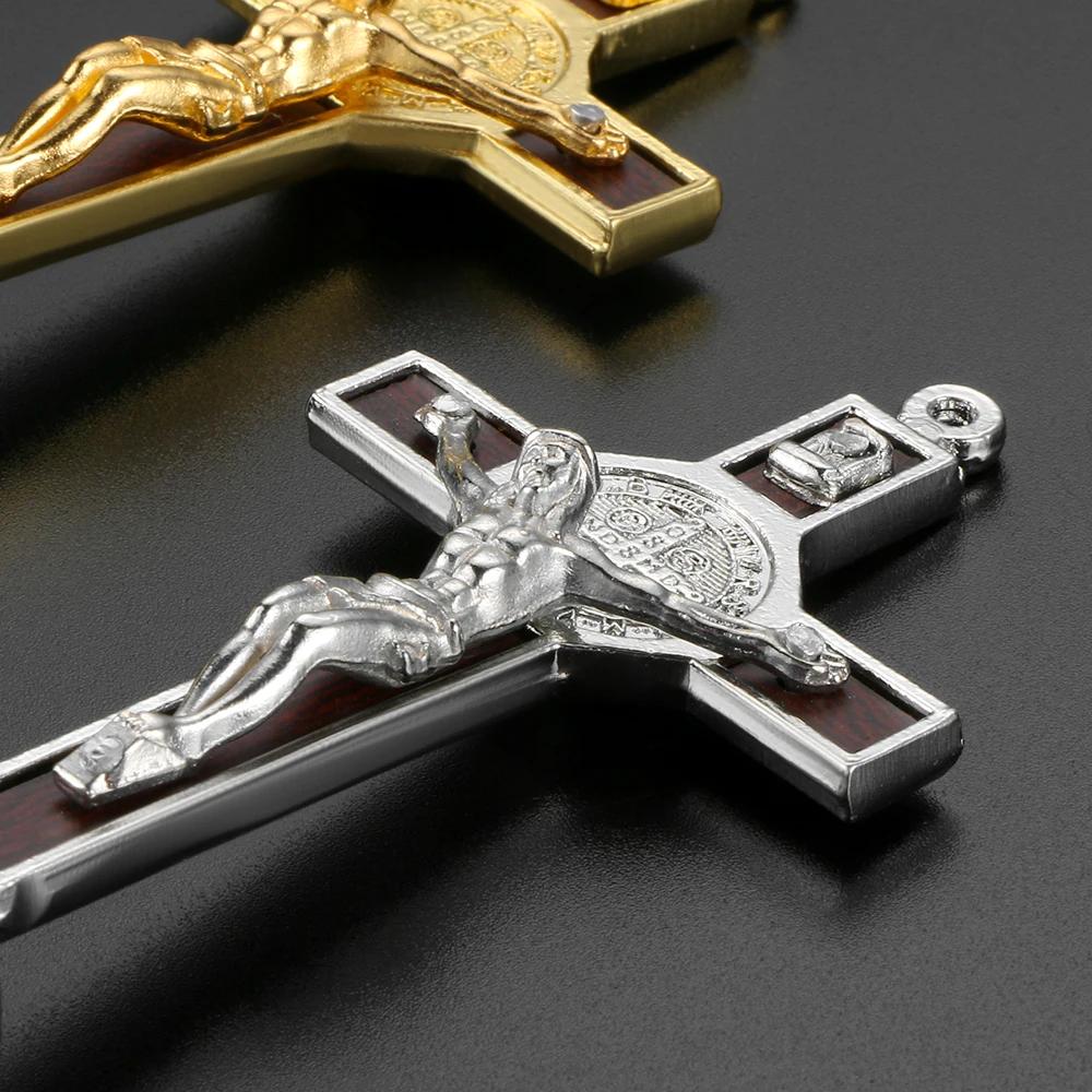 Fashion Car Ornament Metal Wood Jesus Cross Crucifix Auto Interior Dashboard Decoration Christian Jesus Ornaments Accessories