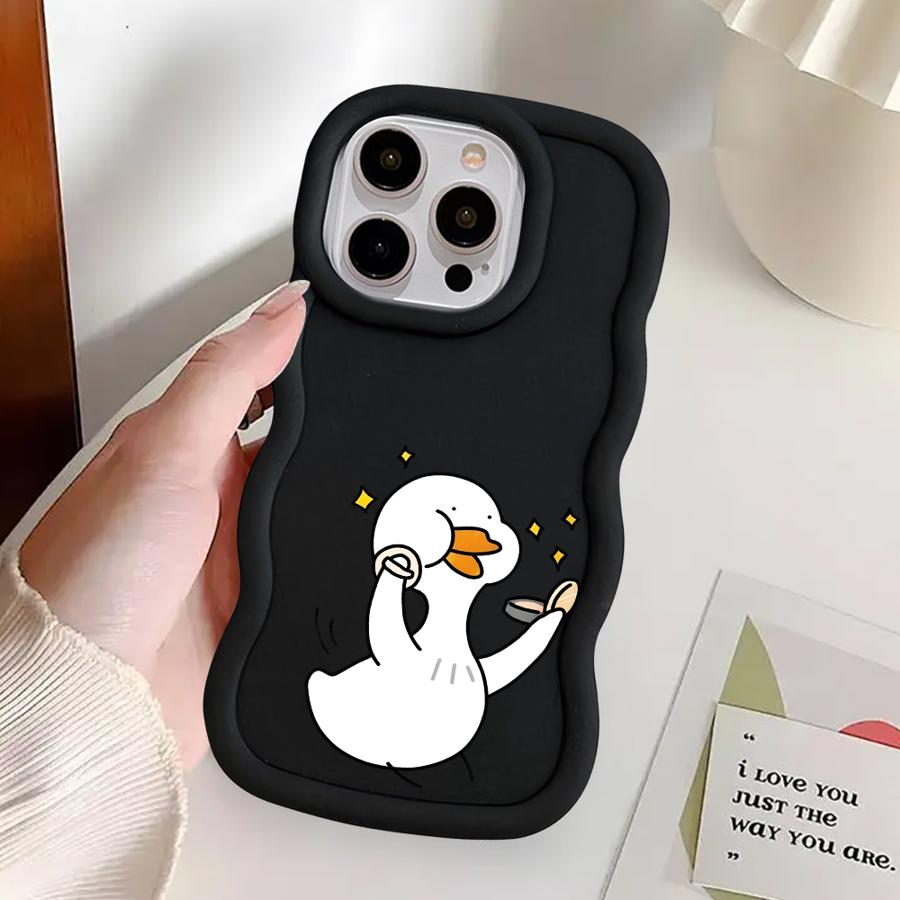 Cartoon-Enten-Hülle für iPhone 14 15 Plus XR 16 Pro Max 12 8 11 17 Air 13 Weiche Handyhülle