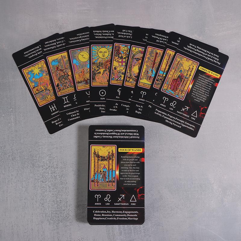 Yeni Başlayanlar İçin Üzerlerinde Anlamları Olan Tarot Kartları 78 Adet-Kart Cep Boyutu Tarot Öğrenme Destesi Falcılık Oyunu Masa Oyunu