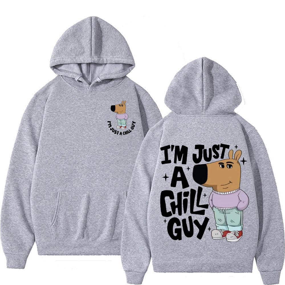 I'm Just A Chill Guy Meme Hoodie Funny Trendy Cute Viral Dog Cartoon Hoodies Men Women's Casual Autumn/Winter Comfort Sweatshirt