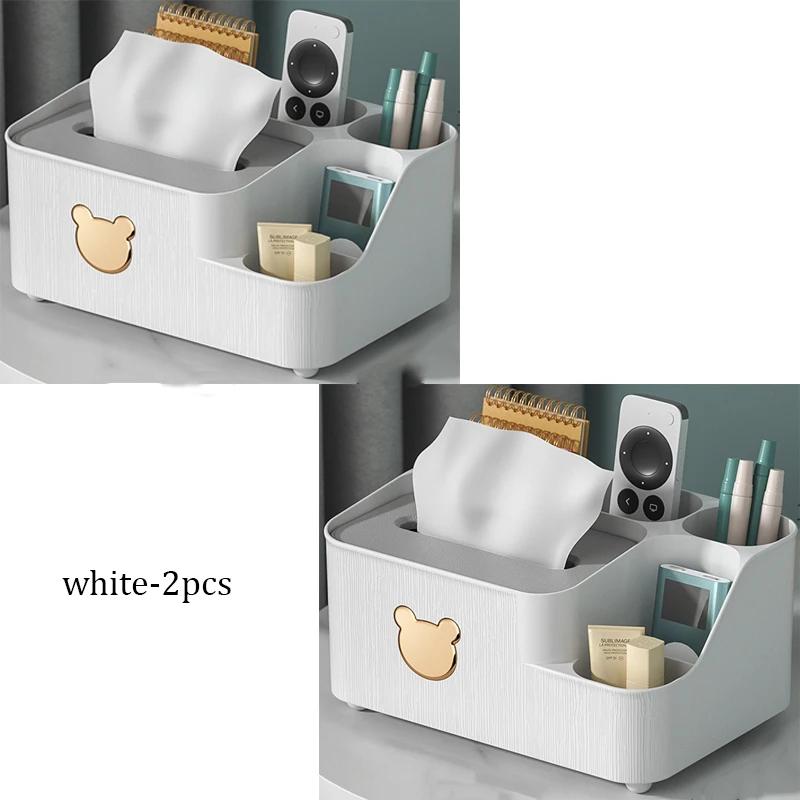 Household Tissue Storage Box Desktop Cartoon Little Bear Paper Boxes Phone Holder Design Tissue Box Divided Storage Paper Boxes
