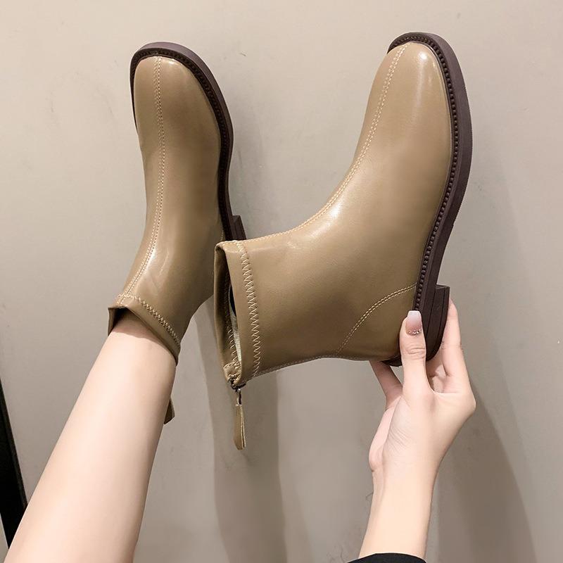 Damen Herbst- und Winter Vielseitige Weiches Leder Kurze Stiefel