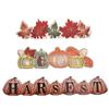 Autumn Thanksgiving Tiered Tray Decors Tabletop Centerpieces Pumpkin Block Sign Fall Wooden Table Signs with Led Light