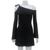 Abito da donna Pure Style Scollo obliquo Spalle scoperte Manica a tromba Allacciato Slim Moda Sexy Elegante Abito corto
