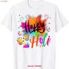 Happy Holi Festival Colors Phagwah Hindu Spring Fun Matching T Shirt Vintage Streetwear Top For Everyday Wear Homme