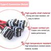 Type-C Female Socket Connector Waterproof Jack Female Charging Port 5V 3A Black Wire Connector for Auto 3C Household Appliances