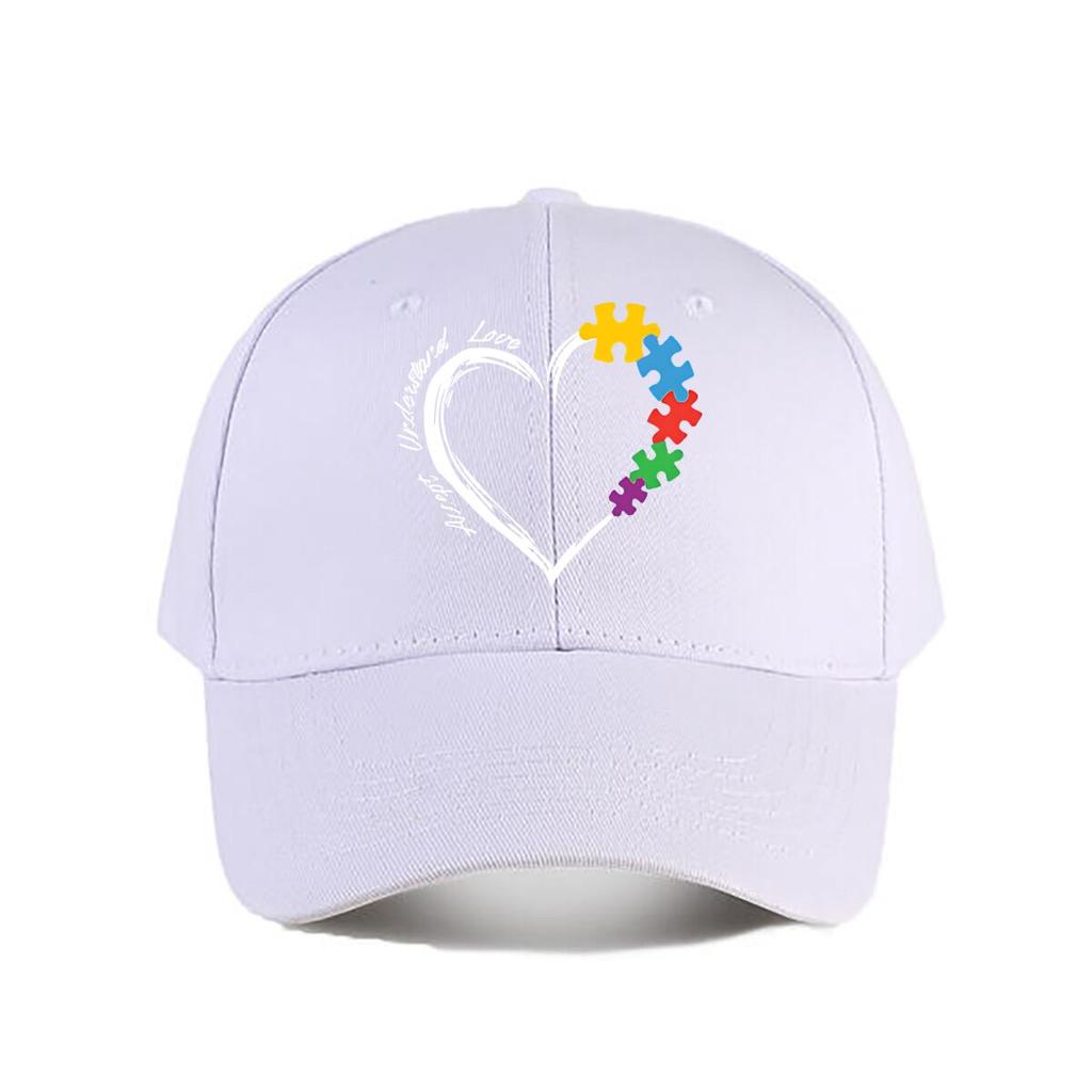 Autism Support Heart Puzzle Baseball Cap Fashion Unisex Sunhat Womens Outdoor Sports Snapback Cap