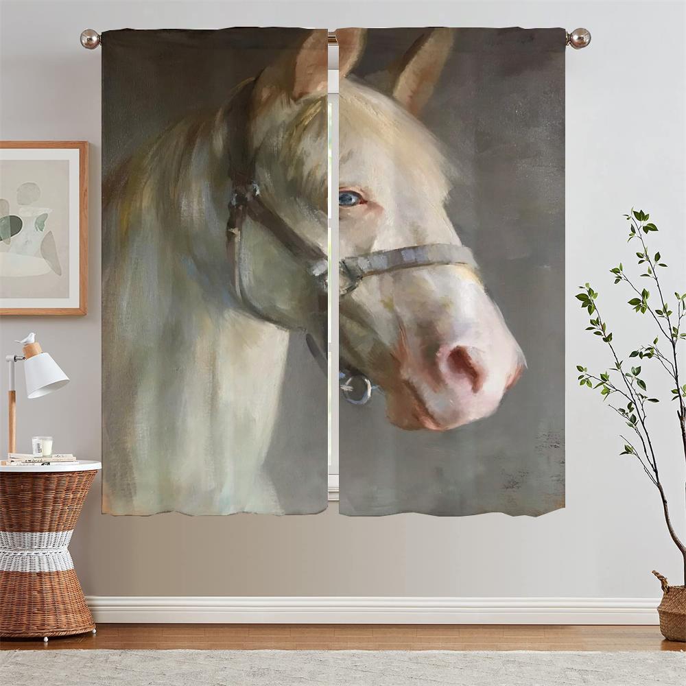 

Лошадь Кухонные Шторы для Камеры Раздел Щупальца Элегантные Шторы Для Комнаты Затемняющие Жалюзи Карнизы Для Штор Украшения Гостиной W50xH70cmx2pcs-CL