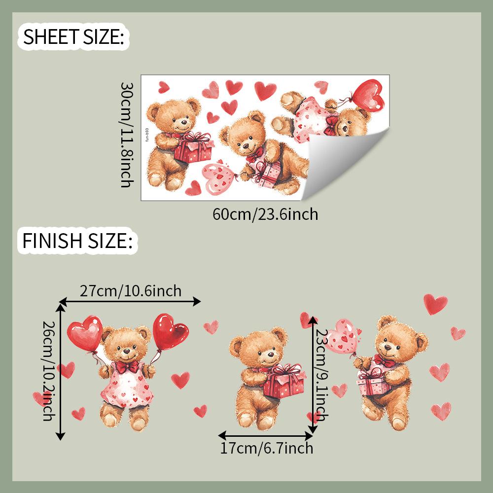 Valentine's Day Love Bear Bedroom Living Room Entrance Hall Home Background Beautification Wall Stickers