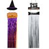 Halloween Eyecatching Wooden Sign With Rainy Tassels Featuring Bats Witches And Skeletons Decor For