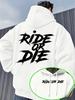 Sudadera con capucha unisex con estampado de letras "Ride Or Die" en la espalda, jersey holgado, ropa urbana americana, otoño invierno, top casual con capucha