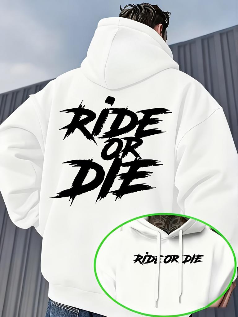 Sudadera con capucha unisex con estampado de letras "Ride Or Die" en la espalda, jersey holgado, ropa urbana americana, otoño invierno, top casual con capucha