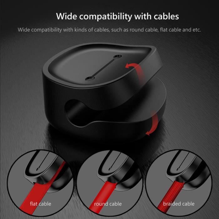 Magnetic Cable Clips Desktop Cable Holder Cable Cord Clip Cable Management BK ZHM70321006BK_1909