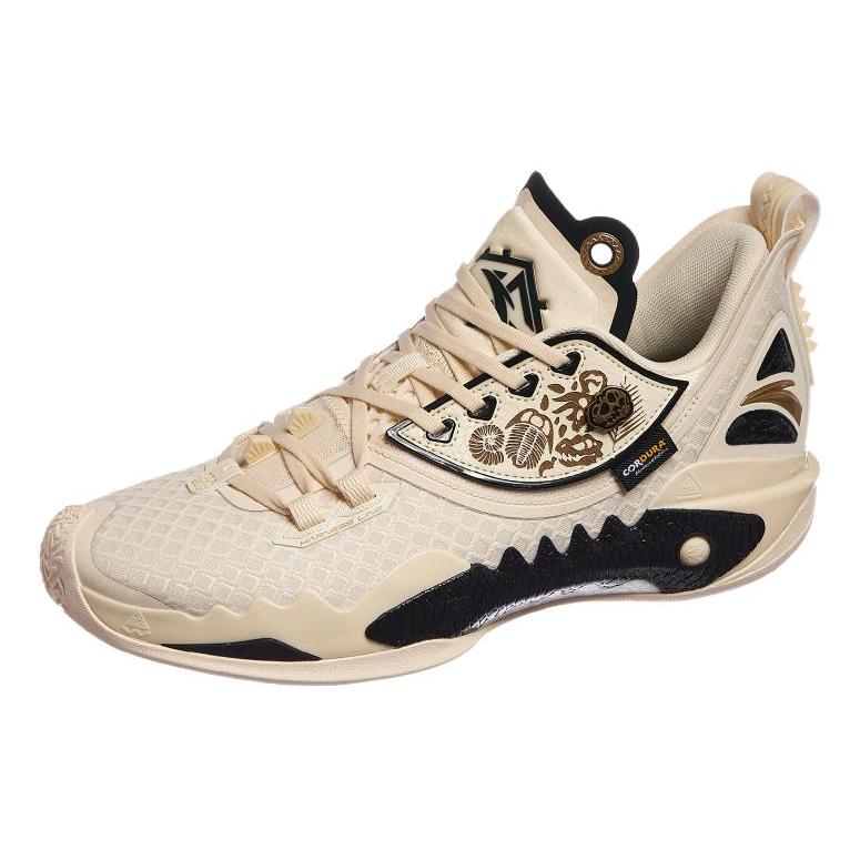 New Anta Shock Wave 5 Slip Resistant Breathable Low Top Nitrogen Technology Basketball Shoes Men's Brown Black 112411106-2
