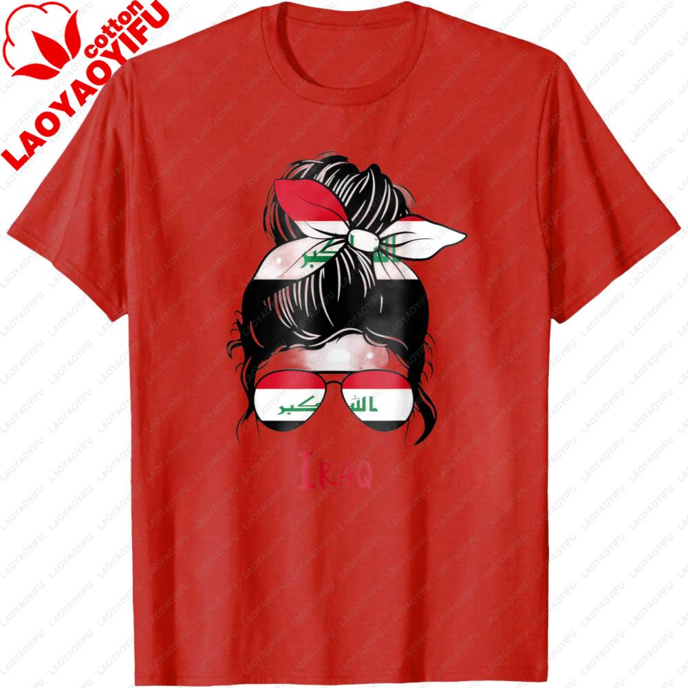 Iraqi Girl Iraq Girl Iraq Woman Flag TShirt Women Clothes High Quality Cotton Tees Shortsleeved Tshirt Y2K Graphic Clothes