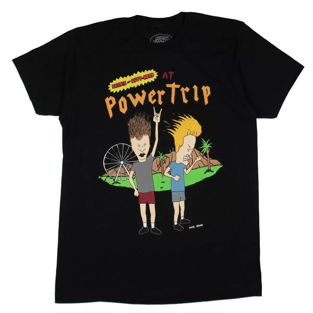 Beavis And Butthead Power Trip Rock Festival T-Shirt Black ALL Size VN2195 Unisex T-Shirt XXL
