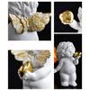 Embracing Heart Baby Angelic Figurine Resins Sweet Cherub Holding Heart Sculpture Statue Ornament for Home or Office