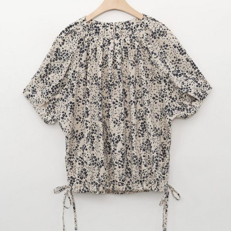 Shop   Women S Puff Sleeve Round Hem String Office Daily Short Sleeve blouSe Jrw